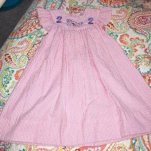 Smocked birthday dress. 2T. Like new.